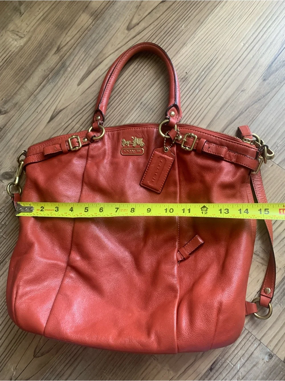 Coach 18641 Madison Leather Lindsey Satchel Shoulder Bag Burnt Orange